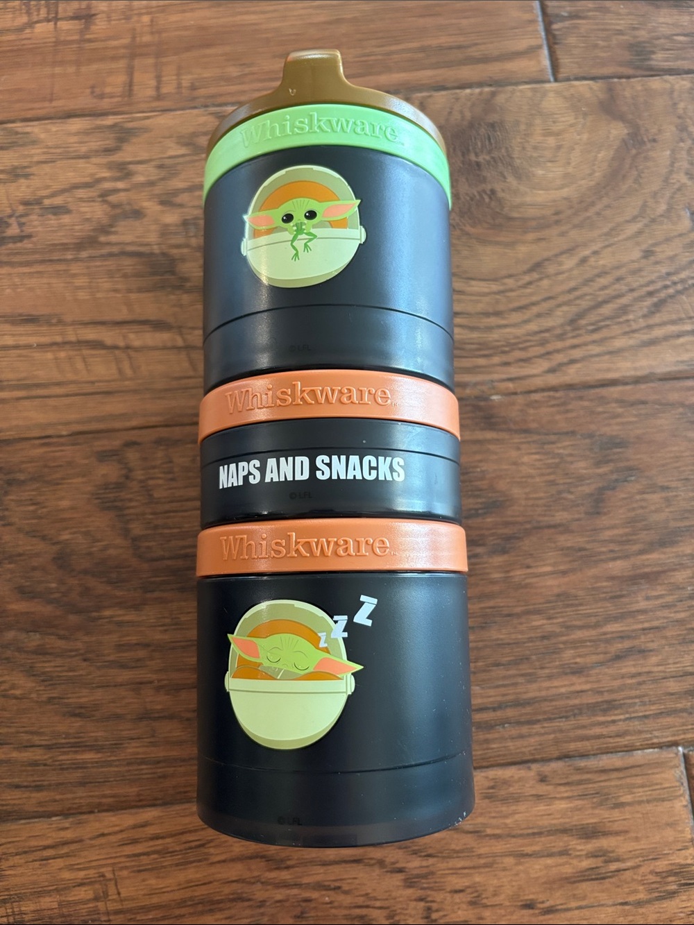 Whiskware Baby Yoda Naps and Snacks Snack Stack - Black with Green & Orange